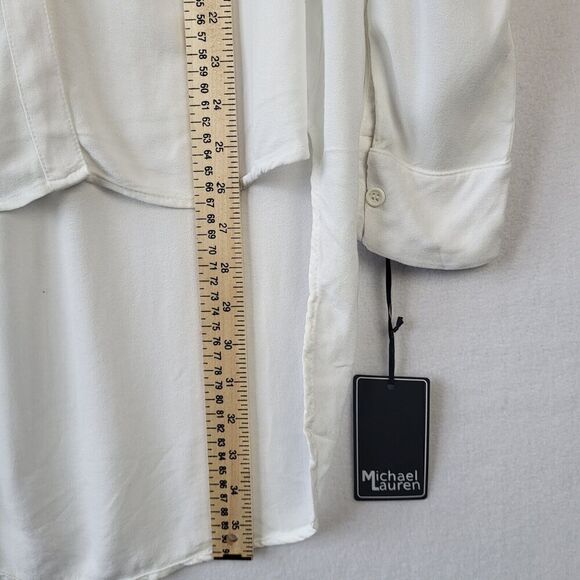 Michael Lauren REVOLVE Tomas Button Down Shirt w/Tails SZ M White Lagenlook NEW - Picture 11 of 15